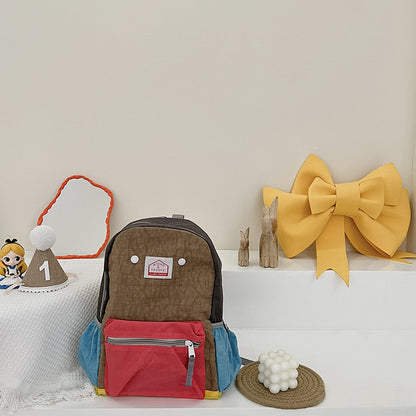 Mochila de lona ligera y sencilla para niños y niñas con protección para la columna vertebral.