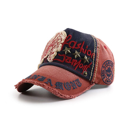 Sombrero para el sol informal con bordado de letras y parche indio