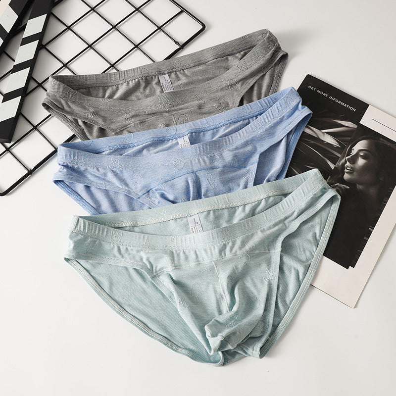Briefs Modal Low Waist Jacquard Ice Silk Underwear