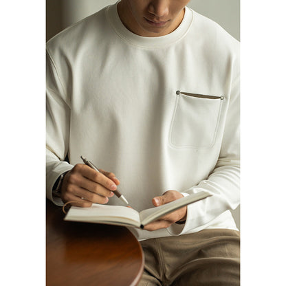 Contrast Color Pocket Pullover Long Sleeve Men's Spring Bottoming