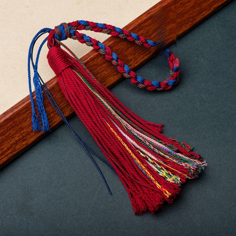 Tibetan Style Hand-made Cotton Threads Woven Tassel Hand Piece Rope Crafts Beeswax Car Ornaments