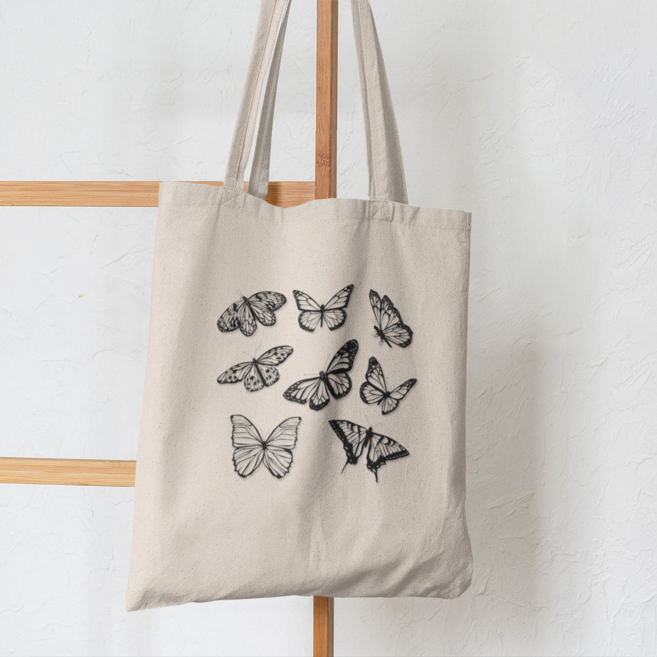 Butterfly Mushroom Printed Canvas Bag Shoulder Bag