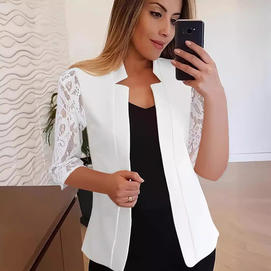 Color Temperament Lace Mid Sleeve Casual Versatile Suit Coat