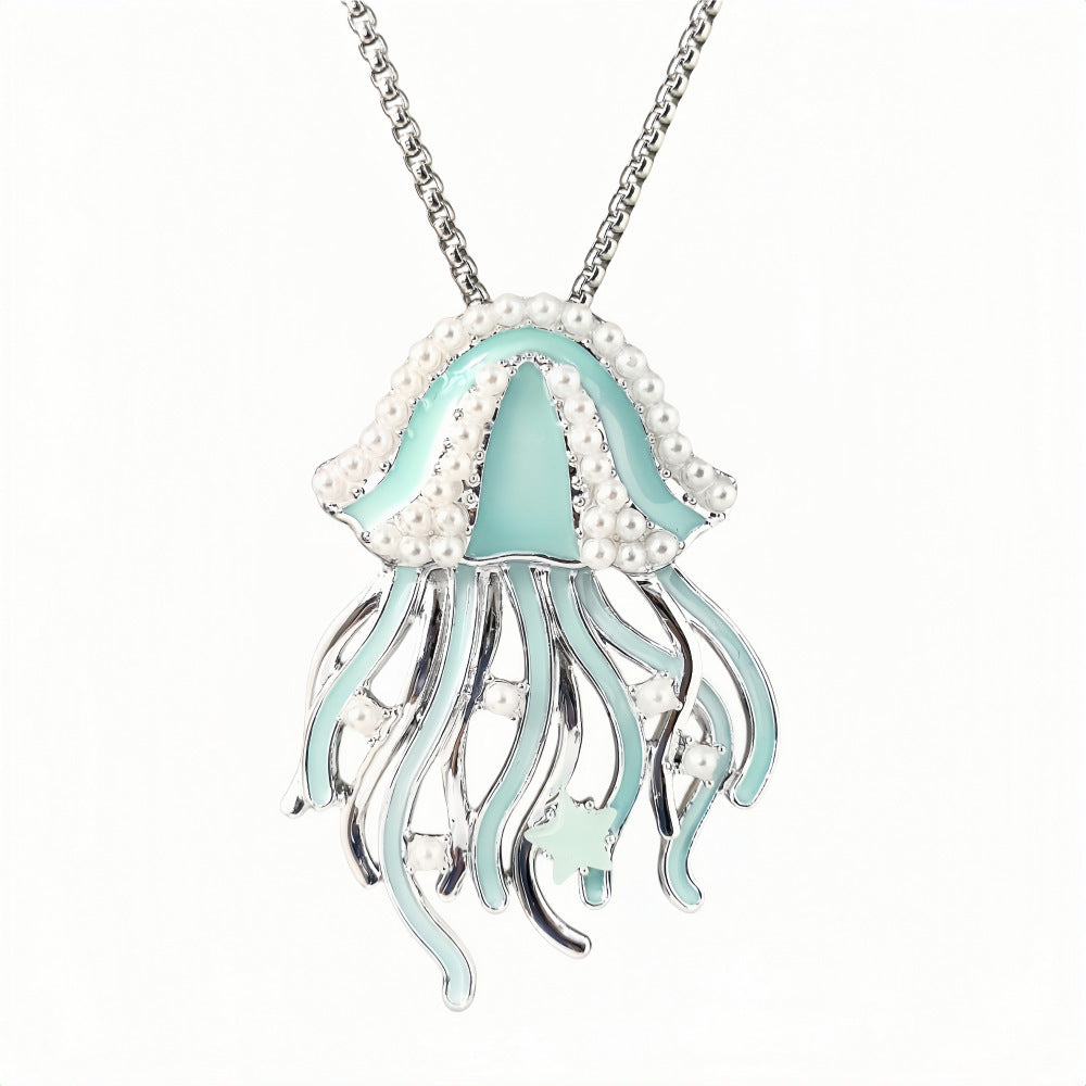 Beach Travel Vacation Accessories Deep Sea Sweet Dreams Luminous Jellyfish Pendant Necklace