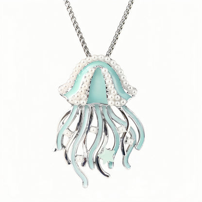 Collar con colgante de medusa luminosa de sueños dulces de aguas profundas para viajes y vacaciones en la playa