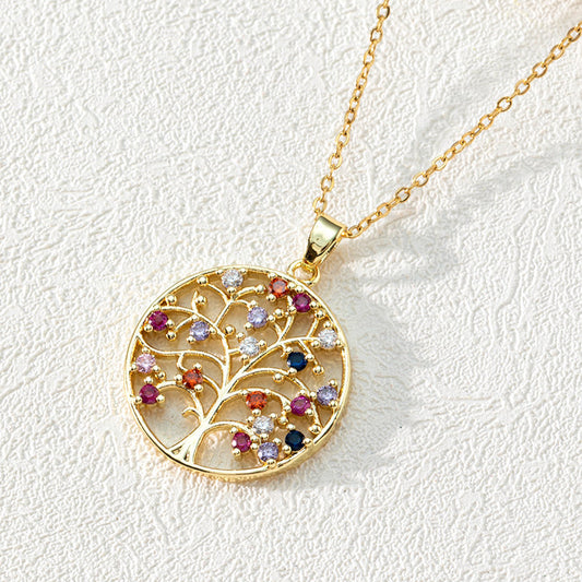 Popular Round Hollow Tree Of Life Pendant Necklace