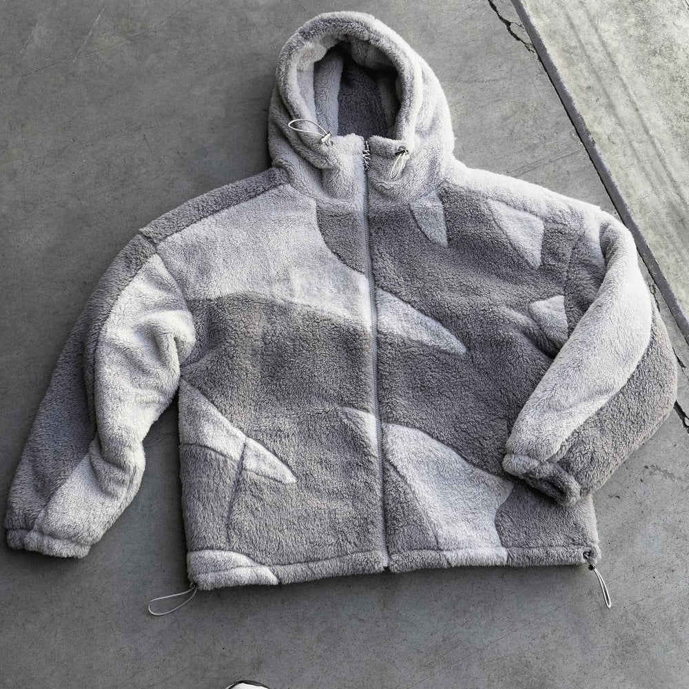 Fashionable Warm Lambswool Casual Cardigan Zip Jacket