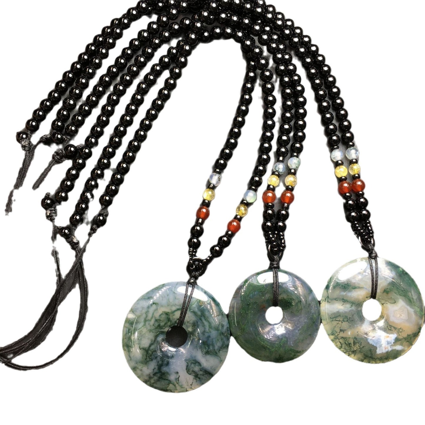 Natural Water Plants Agate Safety Buckle Pendant