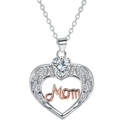 Elegante collar de mamá grueso con forma de corazón para mujer