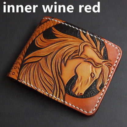Erste Schicht Rindsleder Handgefertigte Leder Carving Brieftasche Kurze Karpfen Paar Geschenk