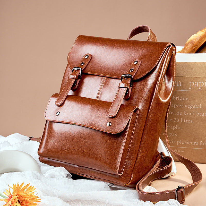 Cowhide Leather Wear-resistant Backpack