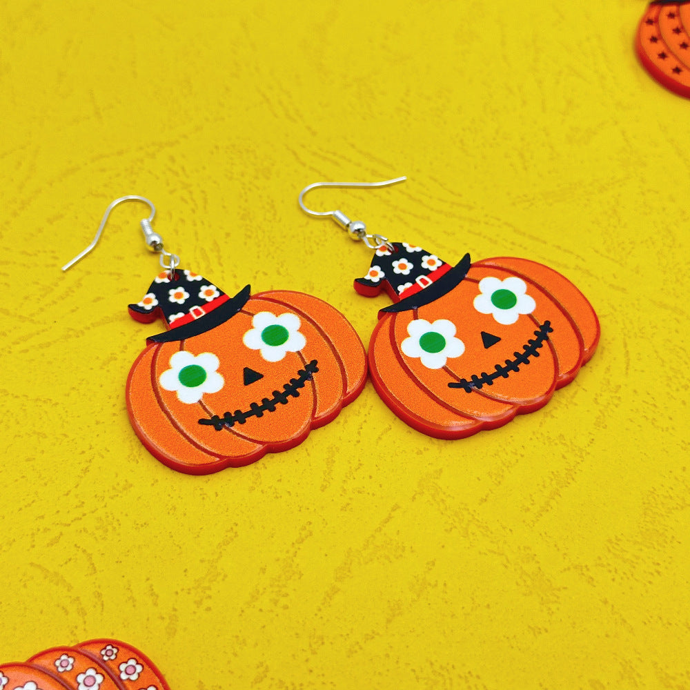 Halloween Day Ornament Colorful Ghost Eyes Funny Acrylic Earrings For Women