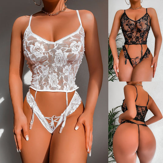Traje moldeador de encaje de dos piezas para mujer