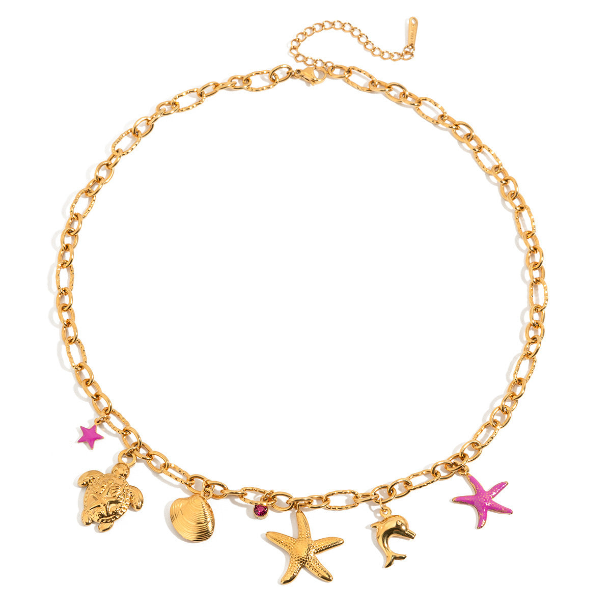 Dolphin Shell Turtle Dripping Five-pointed Star Necklace