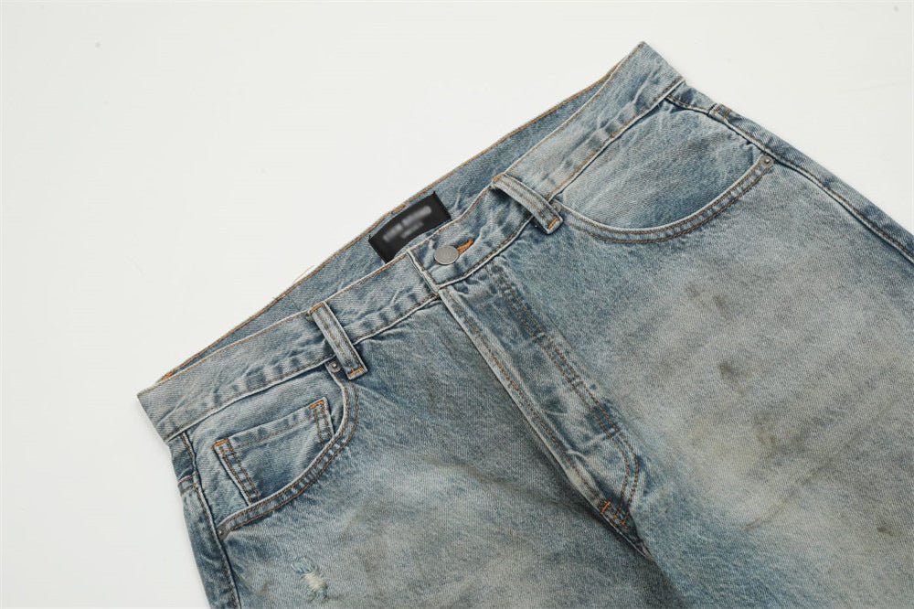 Ripped Dirty Denim Baggy Pants Men - BAGMODA