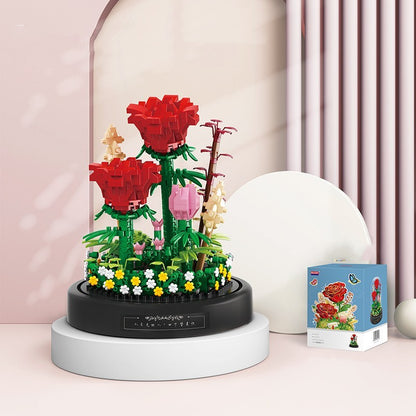 Juguetes de decoración de rosas con ensamblaje de partículas pequeñas