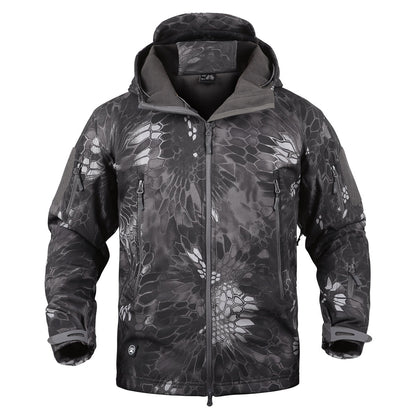 Chaqueta Soft Shell de talla grande, resistente al viento y cálida para montañismo al aire libre.