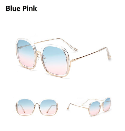Gafas de sol coloridas, modernas y grandes con media montura para mujer