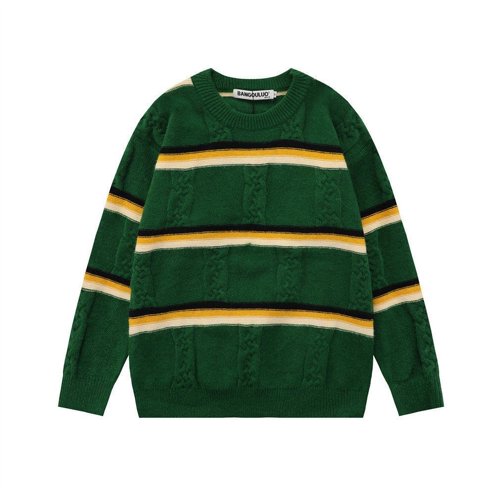 Sweaterstriped Sweater Men's Trendy Loose All Match Base