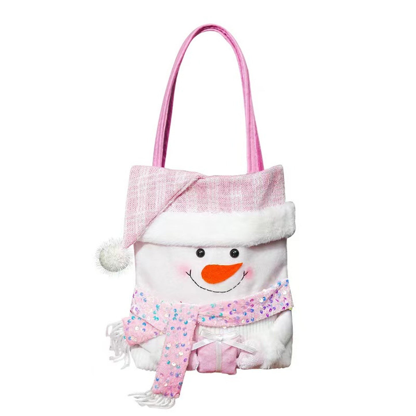 Bolsa de regalo navideña con diseño de muñeco de trapo de dibujos animados