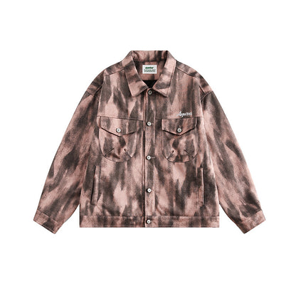 Jeansjacke mit Graffiti-Print auf der Rückseite, Retro-Trendjacke in neutraler Freizeitoptik