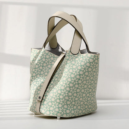 Cowhide Leather Bucket Bag