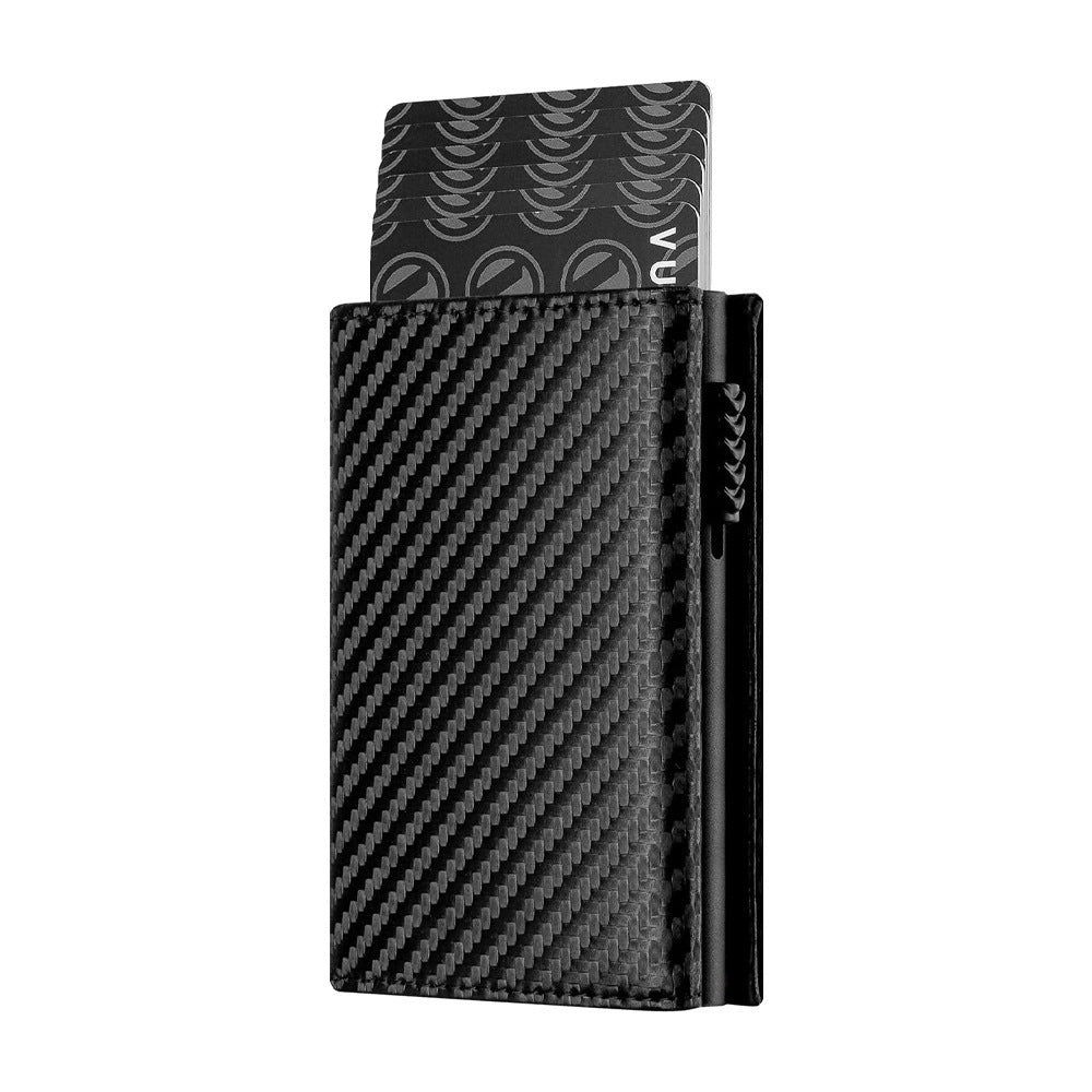 Oil Wax Leather Aluminum Alloy Automatic Pop-up Cassette Multi-function Large Capacity Metal Wallet