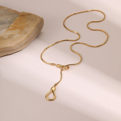 Cadena larga ajustable para suéter, de acero inoxidable, chapada en oro de 18 quilates, estilo europeo y americano.