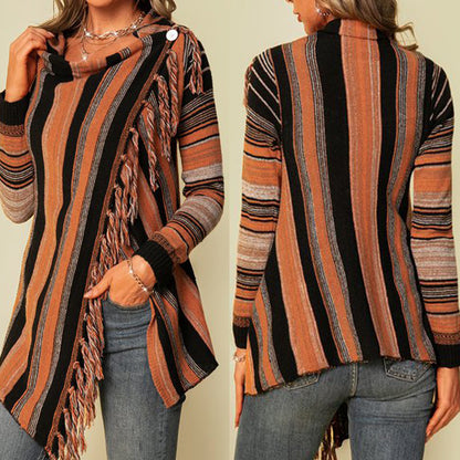 Pullover Mittellang Modisch Quaste Damen