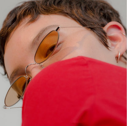 Metall-Sonnenbrille, elliptische Sonnenbrille, kleiner Rahmen, Ozean-Sonnenbrille, Persönlichkeitsbrille für Damen und Herren 