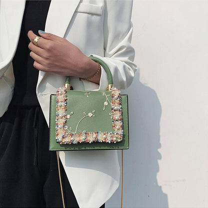 Bolso vintage de encaje con flores