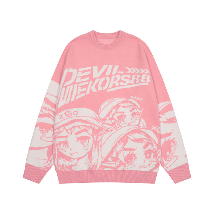 Design Miracle Print Drop Shoulder Crewneck Sweater For Men And Women