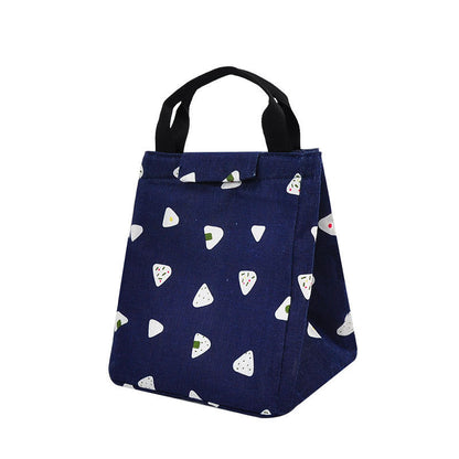 Bolsa de almuerzo portátil de algodón y lino con aislamiento térmico de aluminio para estudiantes