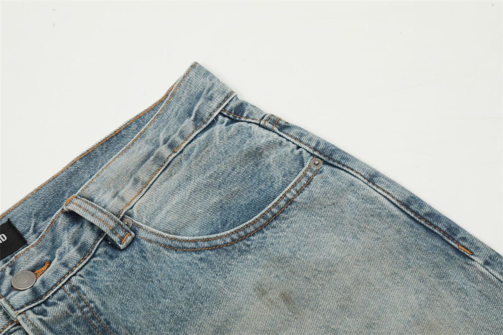 Ripped Dirty Denim Baggy Pants Men - BAGMODA