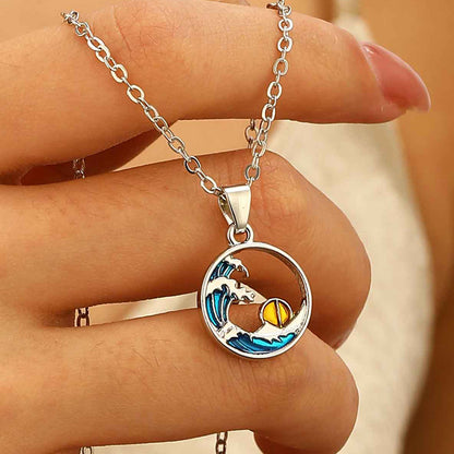 Collar con colgante de gota de agua azul HAILANG Sun para mujer