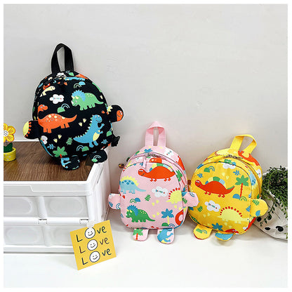 Bonita mochila infantil con diseño de dinosaurio de dibujos animados.