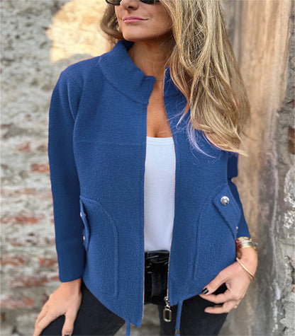 Anzugjacke aus Wolle mit Revers und Kunsttasche