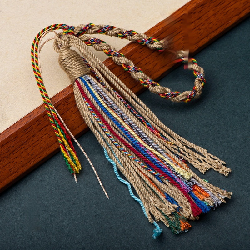Tibetan Style Hand-made Cotton Threads Woven Tassel Hand Piece Rope Crafts Beeswax Car Ornaments