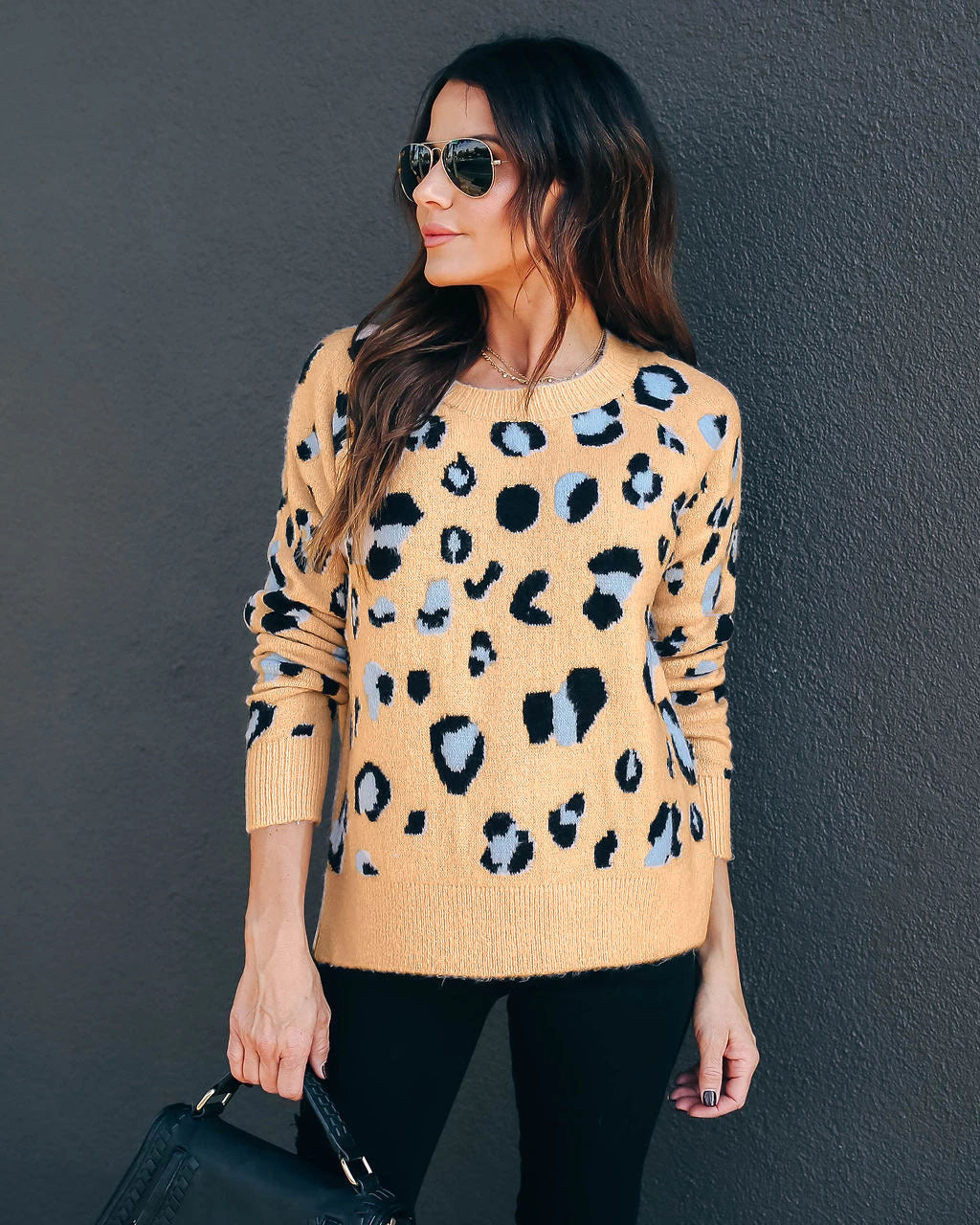 Plus Size Women's Sweater Leopard Print Knitwear Base Clothing Sweater