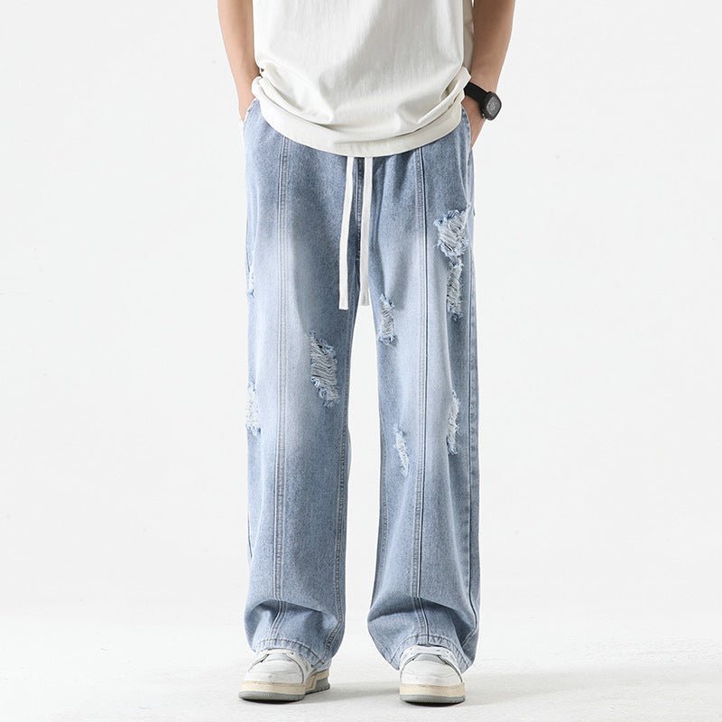 Fashion Men Loose Drawstring Straight - leg Pants - BAGMODA