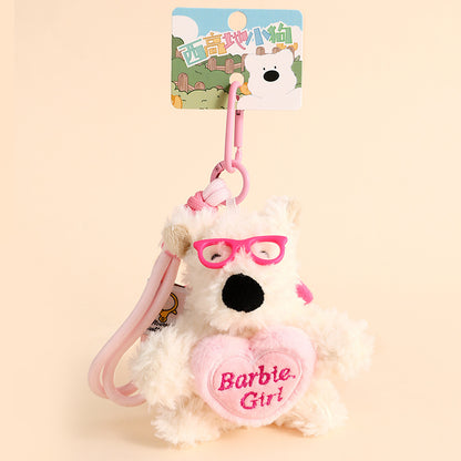 Llavero creativo de cachorro de West Highland de peluche con dibujos animados