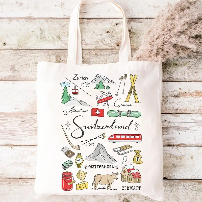 Printed Canvas Casual Tote Bag