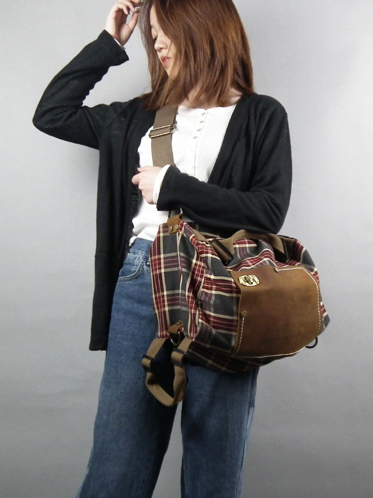 Large Red Checked Backpack