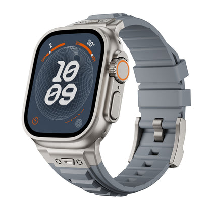 Correa de silicona elástica de alta elasticidad con clavos cruzados para iwatch 1-9 con hebilla plegable de metal