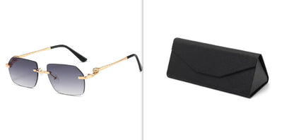 Rahmenlose Leoparden-Sonnenbrille mit Besatz für Männer und Frauen