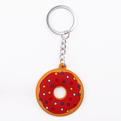 Einfacher Cartoon-süßer Donut-PVC-Schlüsselanhänger