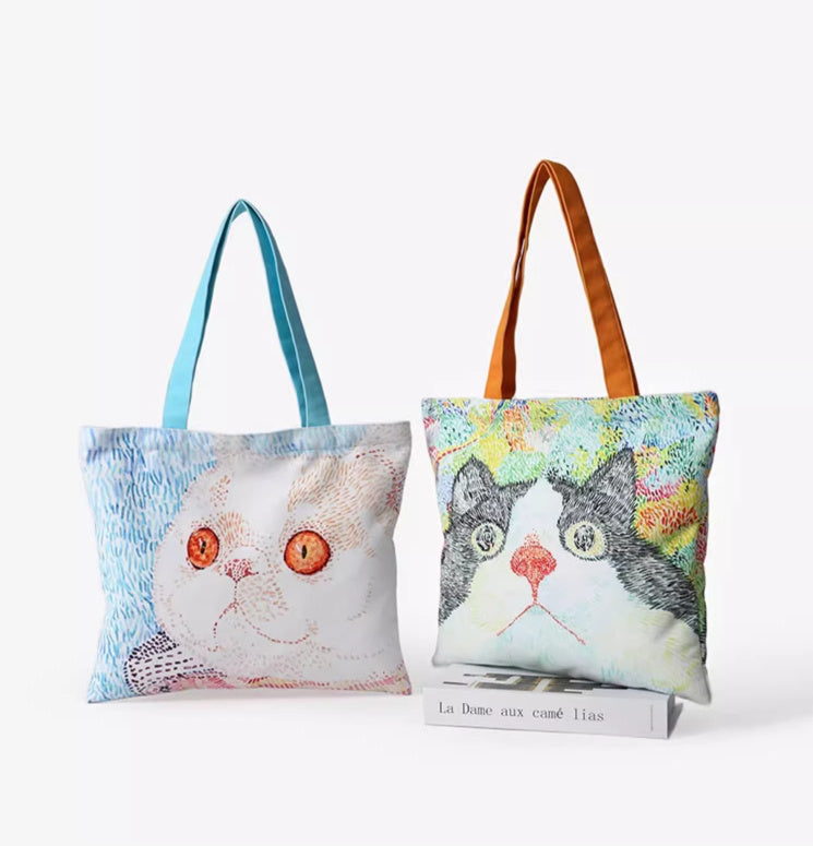 Cat Illustration Canvas Bag