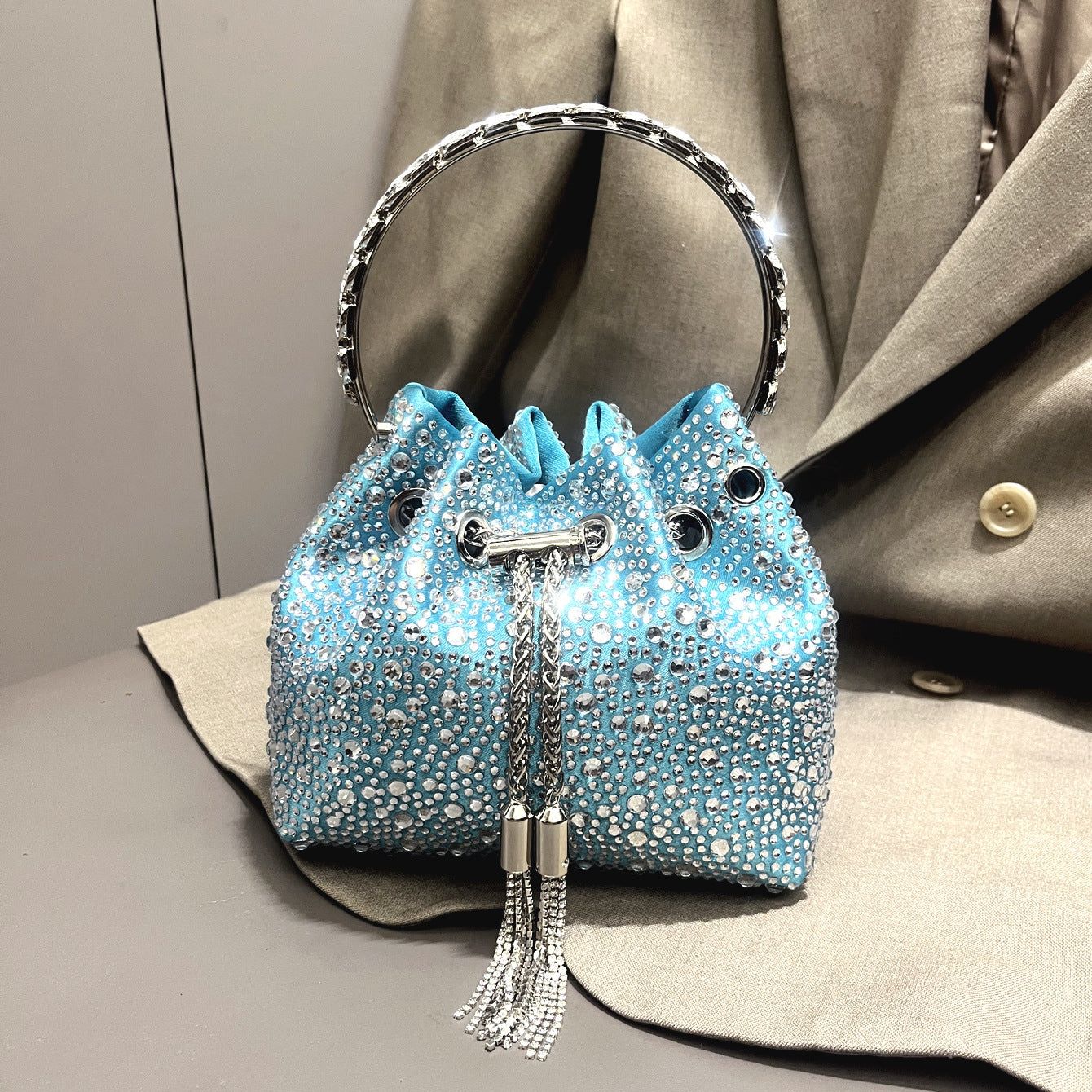 Drawstring Rhinestone Women's Bag