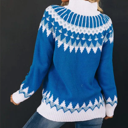 Neue Strickwaren für Damen mit hohem Halsausschnitt und lockerem Pullover