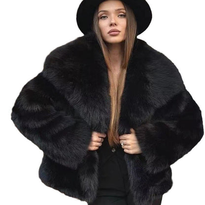 Chaqueta informal de piel de zorro esponjosa para mujer Ropa de mujer
